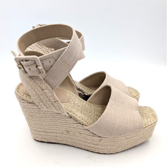 Sam Edelman Vada Wedge Ankle Strap Sandal Women's Neutral Size US10 EU40.5 - Picture 3 of 11